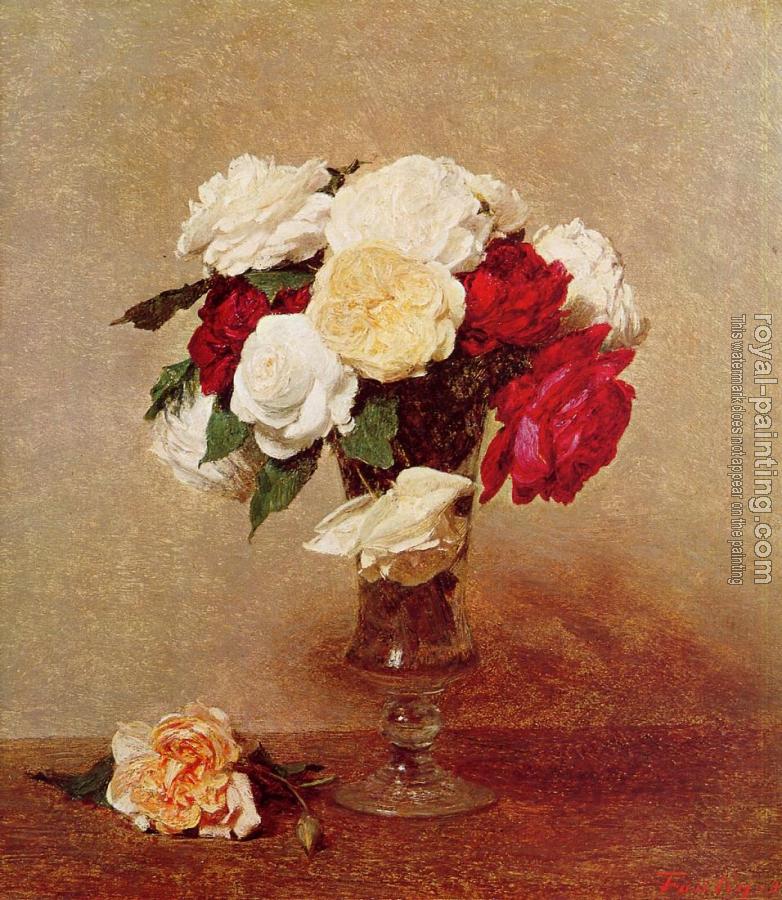 Henri Fantin-Latour : Roses in a Stemmed Glass